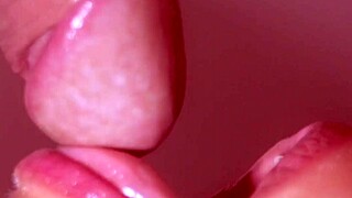 in this japanese love story, she gives close-up blowjob ending with cum in mouth.