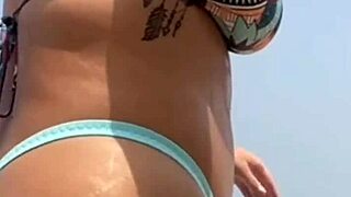 Young African Guy Applies Sunscreen on My Swollen Pussy Lips at the Beach