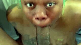 Ghetto ass head throat training with ball licking