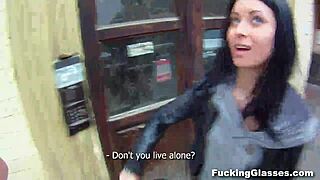 I love fucking that skinny European teen with glasses on the piano, her shaved pussy swallowing my cum