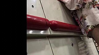 I spy on the hot granny in her skirt at the shop, upskirt view