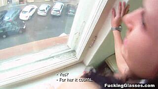 I love fucking that skinny European teen with glasses on the piano, her shaved pussy swallowing my cum