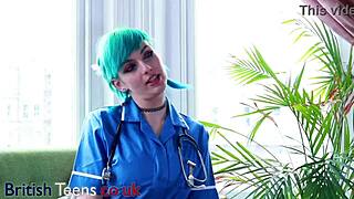 Blue Haired Alternative Nurse In Cosplay Uniform Cares For You During Femdom Appointment