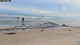 fun at the beach turns into wild sex with big cocks and creampies