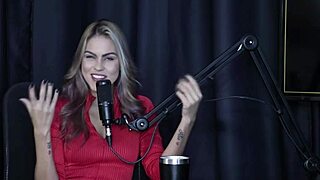 What turns her on? She sucked the presenter and showed her blowjob!