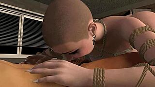 big breast bald bdsm slave sucks a small 18+ cucks cock and pisses from behind