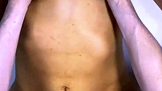 The stepdad and girlfriend's best friend shared a naughty laugh in the kitchen, then kissed passionately.