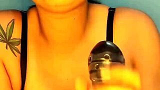 Colombian plays with dildo in shower