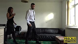 Handcuffed milf gets throated for cum, squirting all over!