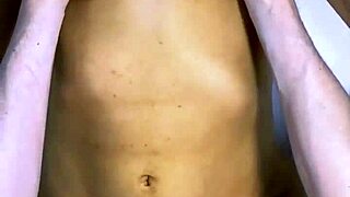 The stepdad and girlfriend's best friend shared a naughty laugh in the kitchen, then kissed passionately.