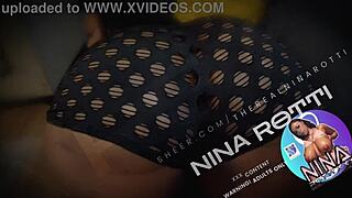 Nina rotti rides an 11-inch dildo passionately