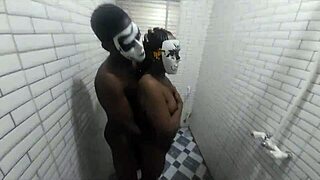 Lady Banks Receives Ass Worshiping From Neighbors In The Bathroom