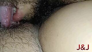 My friend licks my wet ass on the bed, and I love it.
