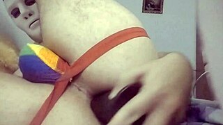 Bear Cub Fucks Himself With Fat Black Dildo