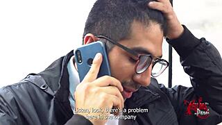 Two guys dominate and sodomize busty Peruvian redhead