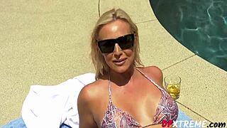 Sophia West, this blonde cougar, is getting pounded in various positions by black guys.