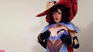 mysterious astrologist mona megistus from genshin impact predicts hot doggystyle sex with creampie and ball licking