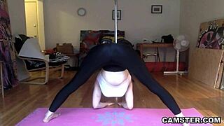 Brunette With Big Natural Tits Performs Intense Yoga Poses Live On Webcam