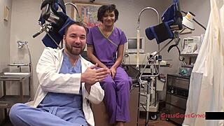 jackie banes gets yearly physical in latex gloves