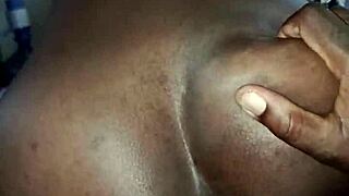 African couple starts with wet pussy riding in reverse cowgirl on his big cock