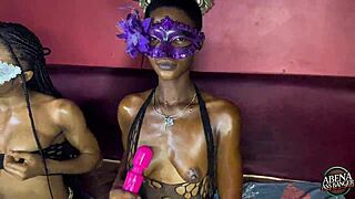 Teens play before foursome with big black cocks