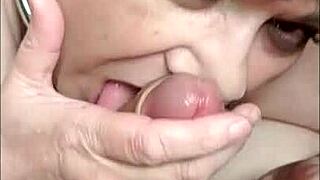 Marie the slave sucks three big cocks