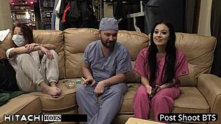 Doctor Tampa Humiliates Shaved Patient Blaire Celeste with Hitachi Orgasm in Latex