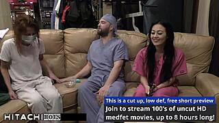 Doctor Tampa Humiliates Shaved Patient Blaire Celeste with Hitachi Orgasm in Latex