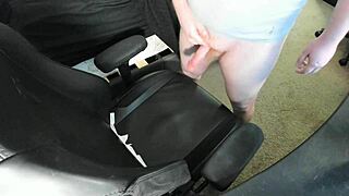 Ginger Teen Explodes Huge Cum Load On Bedroom Chair