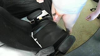 Ginger Teen Explodes Huge Cum Load On Bedroom Chair