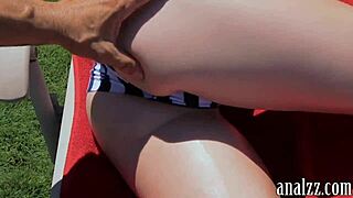 Blonde Amateur Girlfriend's Tight Ass Anal Screwed Outdoors in POV by Monster Cock Friend