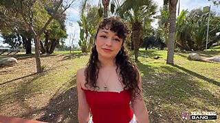 Curly haired pixie small 18+s enjoys outdoor sofa activities