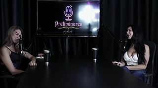 Blonde Anabele Nogueira Moans in Sheer Red Lingerie