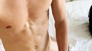 First time cumshot with wet pussy blowjob from muscular bodybuilder 😊