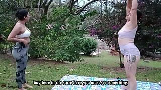 Horny Lesbians Doing Yoga And Licking Pussies