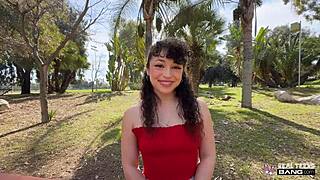 Curly haired pixie small 18+s enjoys outdoor sofa activities