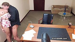 Latina Housewife Gagging Blowjob at Office Work