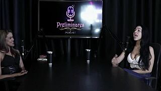 Blonde Anabele Nogueira Moans in Sheer Red Lingerie