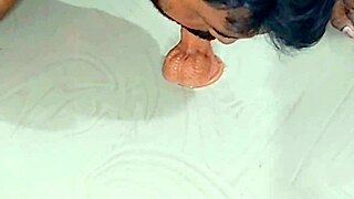 Cute latina dominates caged sissy cuckold in rough fucking