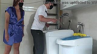 Housewife teases repairman fixing washer, igniting forbidden desires and intense arousal
