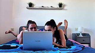 Briseida Myers and Malafalda tease their sweet pussies with tongues and fingers in homemade striptease