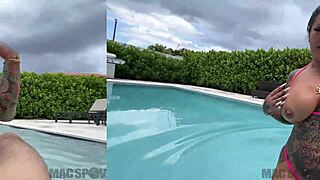 Thick Asian Neighbor Fucked During Skinny Dipping In Pool