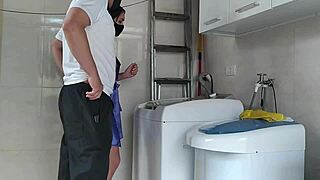 Housewife teases repairman fixing washer, igniting forbidden desires and intense arousal