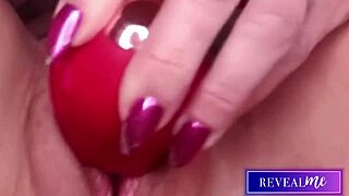 Horny milf reveals wet hairy pussy vibrator cum show