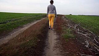 Voyeur watches women walking outdoors in tight yoga pants