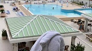 Masturbating With Lisa On The Balcony, Flashing Her Holiday Body Outdoors.