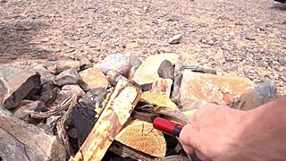 Big ass bbw bent over for monster cock blowjob outdoors!