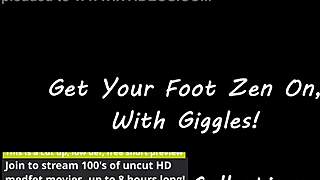 giggles struts her feet in heels, showing off close up 😍