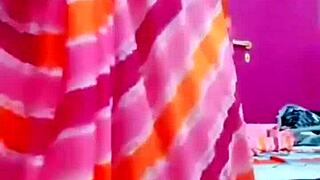 indian aunty dances hotly, revealing her boob with such allure