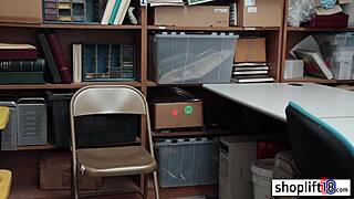 petite brunette teen caught and fucked by bad cop in office